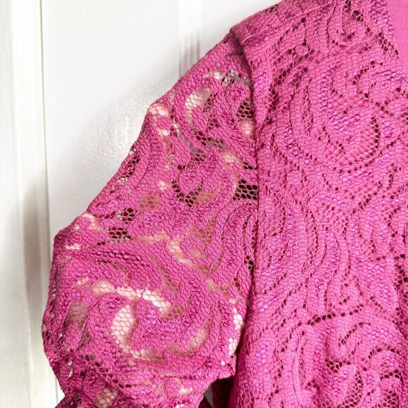 Garnet Hill Burgundy Lace Sheath Dress 3/4 Sleeve Scalloped Hemline 2 Classy - Picture 4 of 13